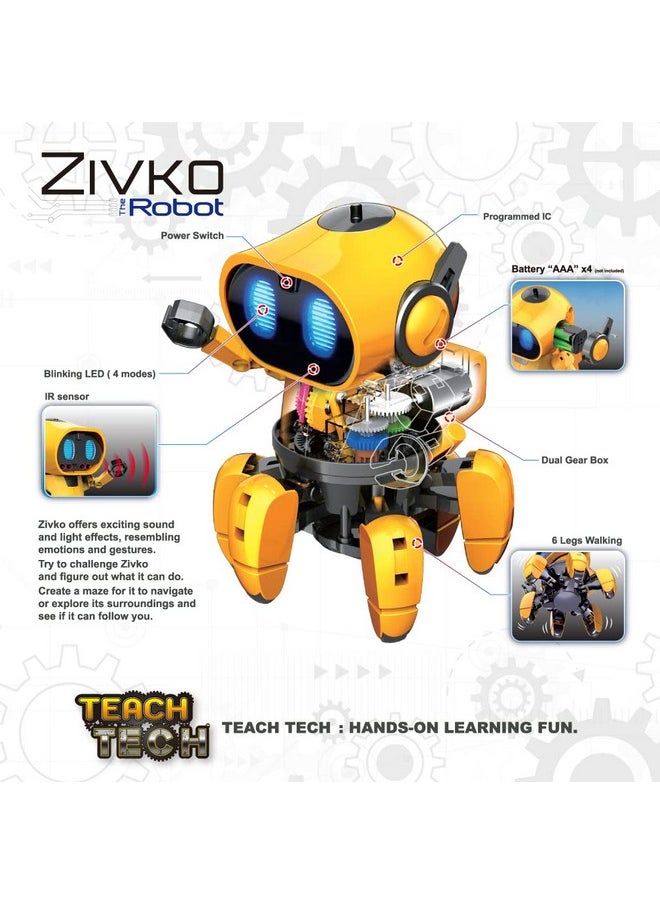 Elenco Teach Tech “Zivko The Robot”, Interactive A/I Capable Robot with Infrared Sensor, STEM Learning Toys for Kids 10+, includes Assembly Parts
