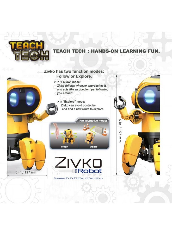 Elenco Teach Tech “Zivko The Robot”, Interactive A/I Capable Robot with Infrared Sensor, STEM Learning Toys for Kids 10+, includes Assembly Parts