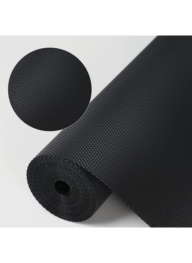 ElastPro (45 cm X 1.5 m) Black EVA Food Grade Washable Anti Slip Mat/Sheet for Fridge, Shelf Liner, Table, Kitchen Drawer mat (Diamond Texture, Black)