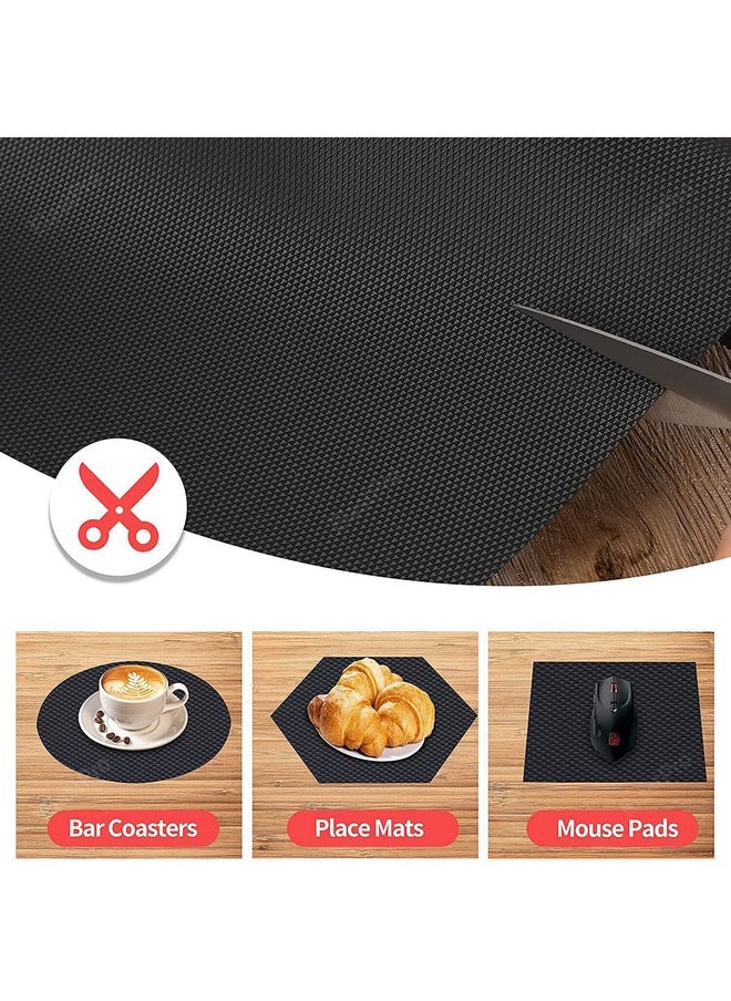 ElastPro (45 cm X 1.5 m) Black EVA Food Grade Washable Anti Slip Mat/Sheet for Fridge, Shelf Liner, Table, Kitchen Drawer mat (Diamond Texture, Black)