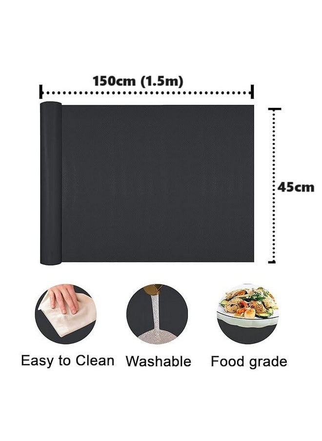 ElastPro (45 cm X 1.5 m) Black EVA Food Grade Washable Anti Slip Mat/Sheet for Fridge, Shelf Liner, Table, Kitchen Drawer mat (Diamond Texture, Black)