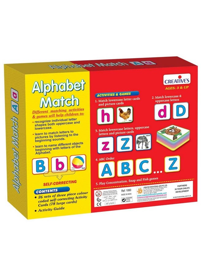 Creative's Alphabet Match | Pre-School Series | Alphabet Matching Game | Self Correcting | Uppercase | Lowercase and Picture Matching | Ages 3 & Above