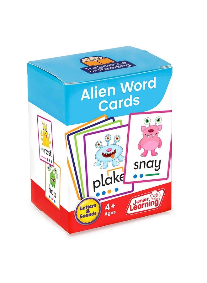 Junior Learning Alien Word Flashcards, The Science of Reading Supplementary Resources, for Classroom or Home School use, for Ages 4+, Grade Pre-K