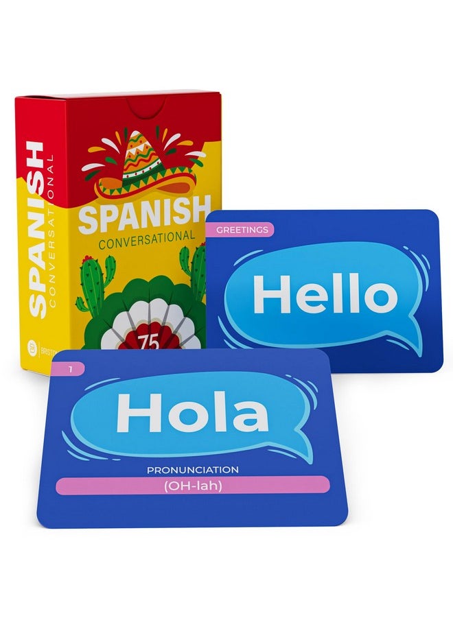 Spanish Conversational Phrase Flash Cards - 75 Beginner Sayings for Travel, Memory, Quick Reference - Educational Language Learning Resource - Game Like Play - Kids, Grade School, Classroom Homeschool