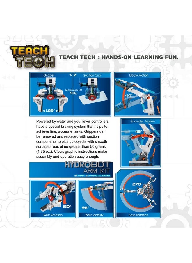 Teach Tech “Hydrobot Arm Kit”, Hydraulic Kit, STEM Building Toy for Kids 12+