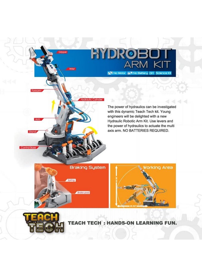 Teach Tech “Hydrobot Arm Kit”, Hydraulic Kit, STEM Building Toy for Kids 12+