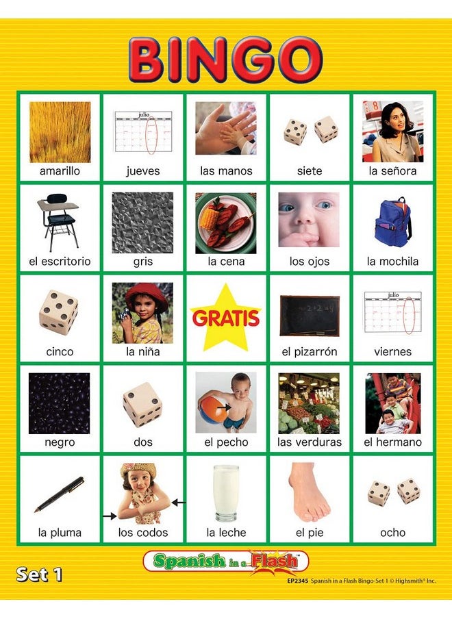 Edupress Spanish in a Flash Bingo Game Set 1 (EP62345)