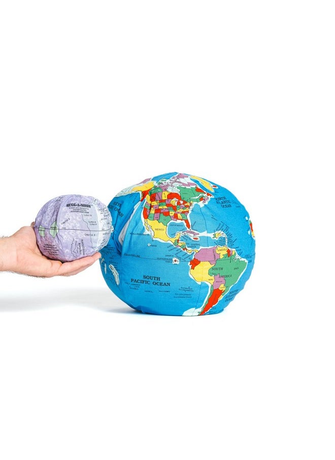 Hugg-A-Planet Pocket Earth with Moon, Soft Plush Globe for Learning, for Kids Teens Adults, for Teachers and Parents, Educational Toy