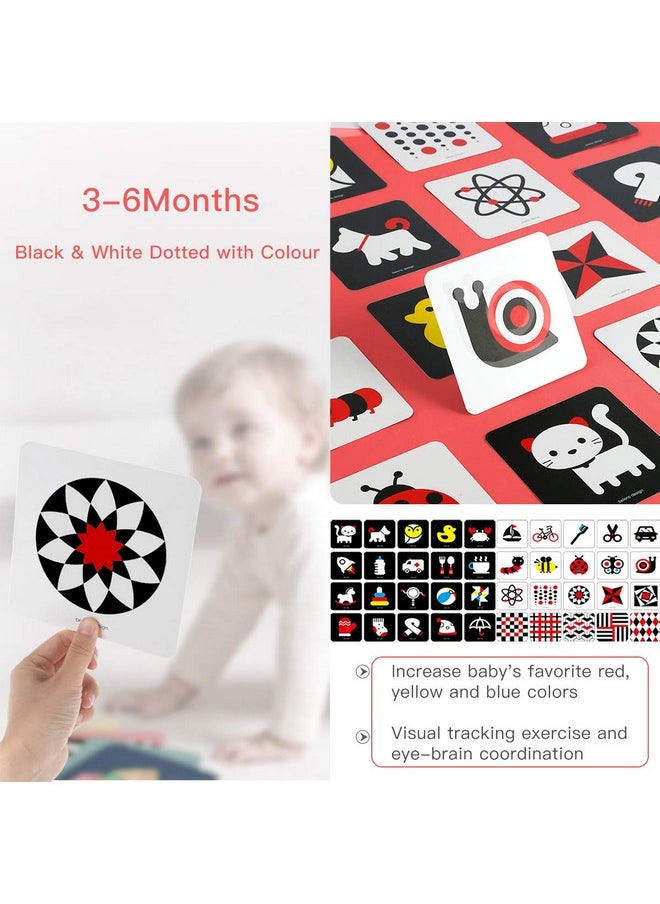 beiens High Contrast Baby Flashcard, 80 Pcs 160 Page Black White Colorful Visual Stimulation Learning Activity Card for Babies Ages 0-3-6-12-36 Months, 5.5'' x 5.5'' Newborn Infants Toys Gift
