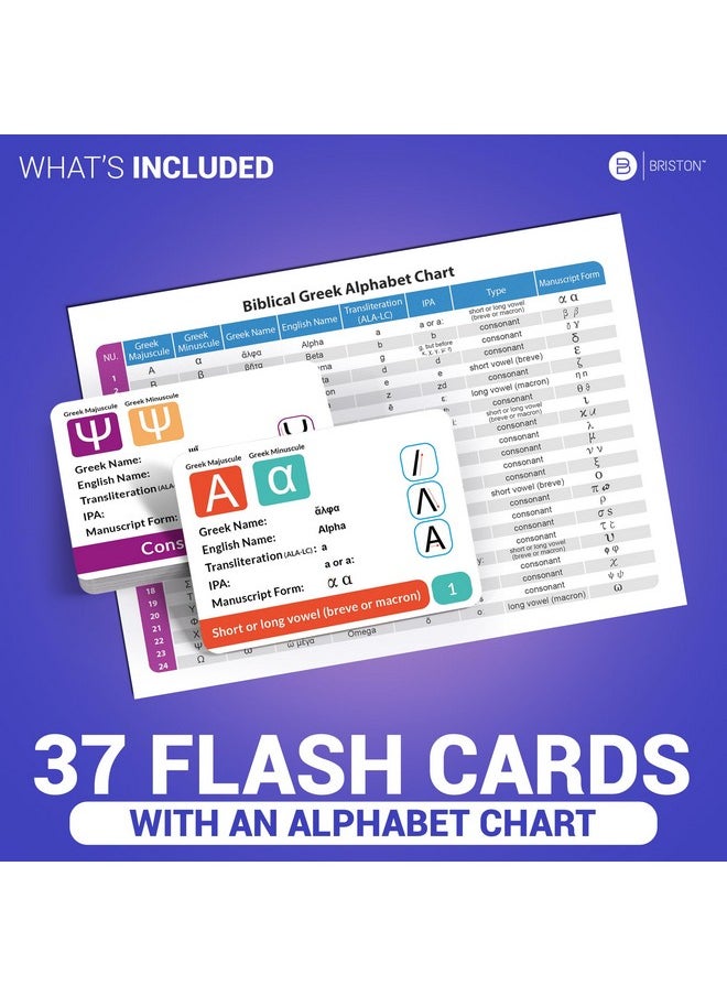 Biblical Greek Alphabet Flash Cards - Educational Language Learning Resource for Memory & Sight Words - Fun Game Play - Grade School, Classroom, or Homeschool Supply - Briston Brand
