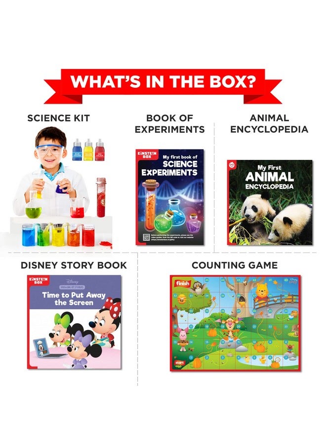 Einstein Box Featuring Disney for 4-5-6 Year Old Boys/Girls | Disney Gift Toys for Kids | Learning and Educational Toys, Games and Books | STEM Toys |