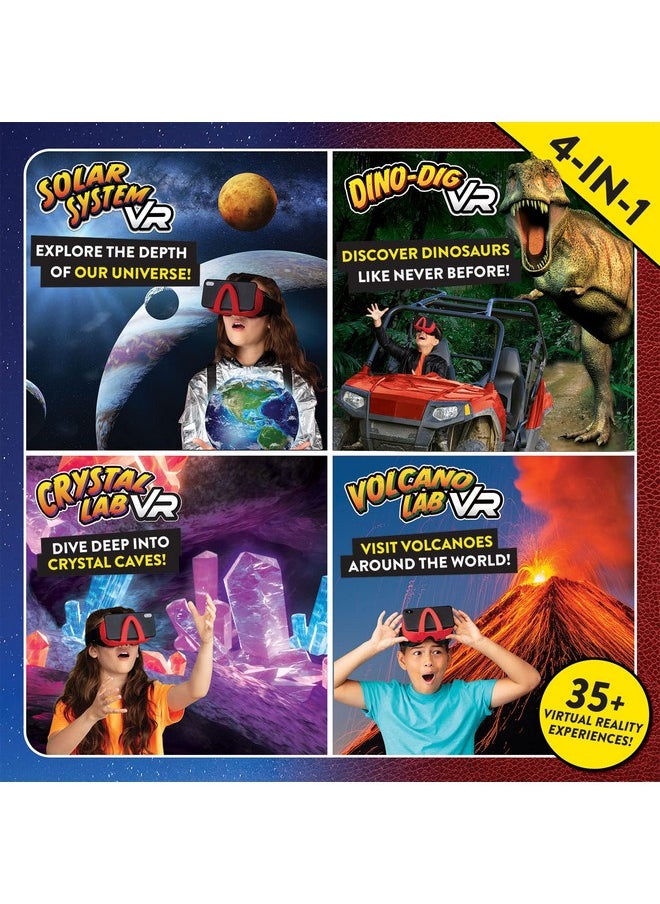 Abacus Brands Virtual Reality 4 in 1 Deluxe VR Lab - Illustrated Interactive VR Book and STEM Learning Activity Set (Solar System, Dino-Dig, Crystal and Volcano) - for Ages 8 and Up