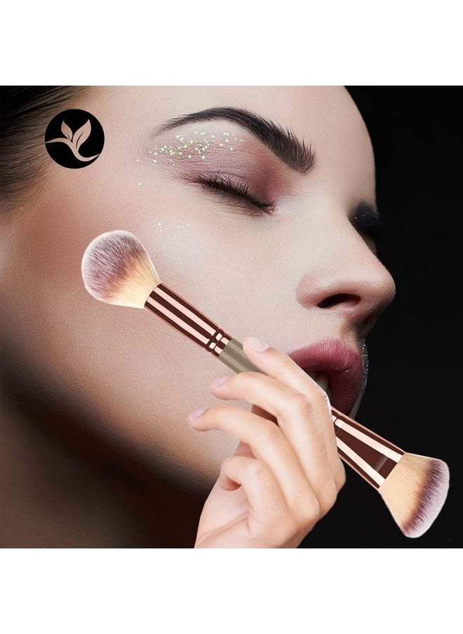 KINGMAS Foundation Makeup Brush, Double-ended Angled/Round Top Contour Brush for Beauty Blending Liquid Powder, Concealer Cream Cosmetics Blush Makeup Brush (Brown)