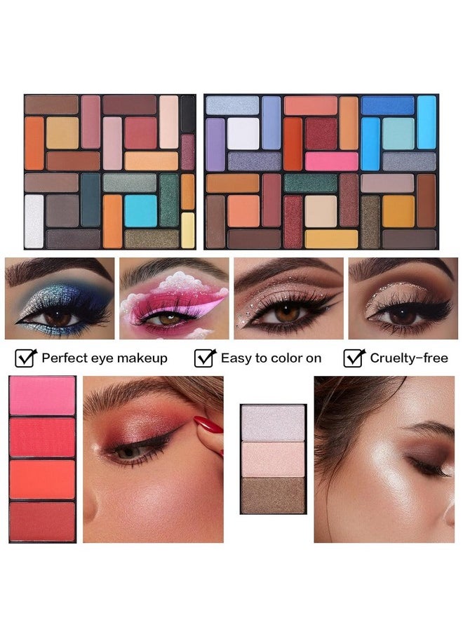 CHARMCODE All in One Professional Makeup Gift Kit for Women Full Kit - Included 54 Eyeshadows Face Blusher Highlighter Eyebrow Makeup Brushes Contour Lip Gloss Mascara, Suitable for Christmas