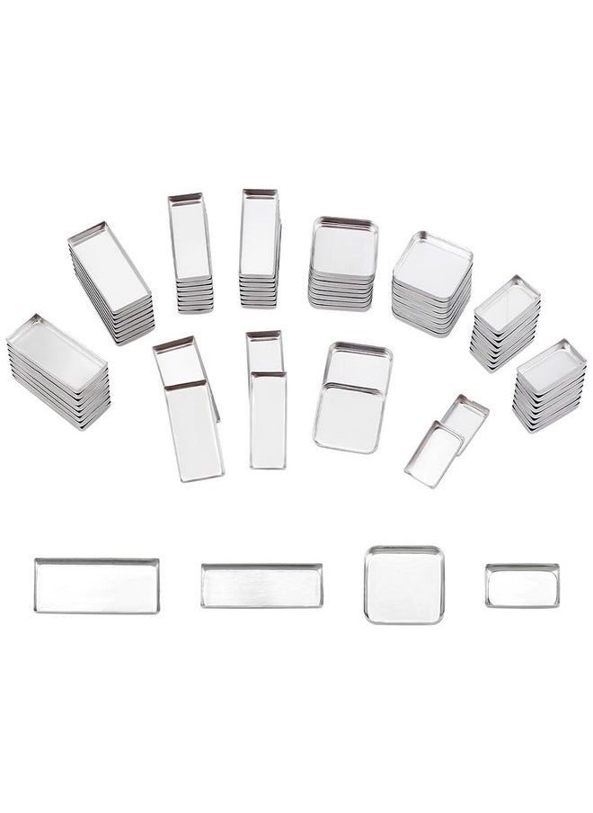 PH PandaHall 80pcs Empty Metal Pans 4 Size Aluminum Empty Eyeshadow Pans Rectangle Palette Pans DIY Blush Lipstick Palette for Makeup Cosmetic 0.7~1x0.3~0.7 Inch
