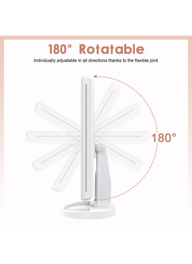 WEILY Makeup Vanity Mirror with 21 LED Lights and Touch Screen, Tri-Fold 1x 2X 3X Magnification,180° Adjustable Rotation and USB Powered,Countertop Cosmetic Mirror (White)