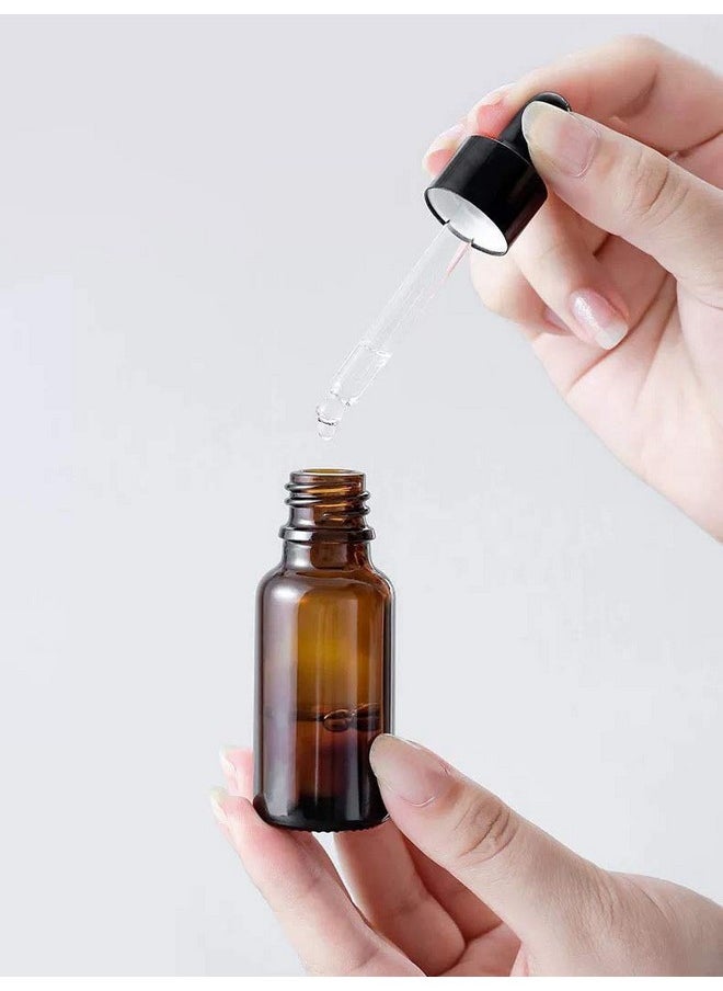 erioctry 5ML/10ML Amber Glass Essential Oil Bottles and Eyed Dropper Black Caps Makeup Cosmetic Sample Container Boxes of Glass for Essential Oil Aromatherapy Use(Pack of 12) (10ML)