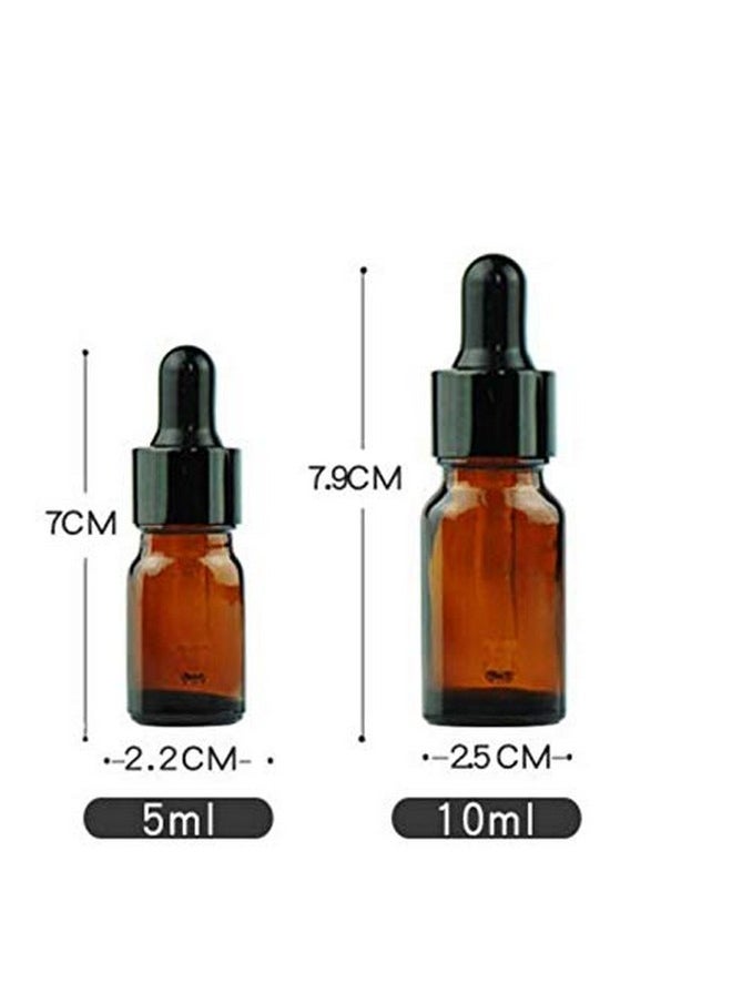 erioctry 5ML/10ML Amber Glass Essential Oil Bottles and Eyed Dropper Black Caps Makeup Cosmetic Sample Container Boxes of Glass for Essential Oil Aromatherapy Use(Pack of 12) (10ML)
