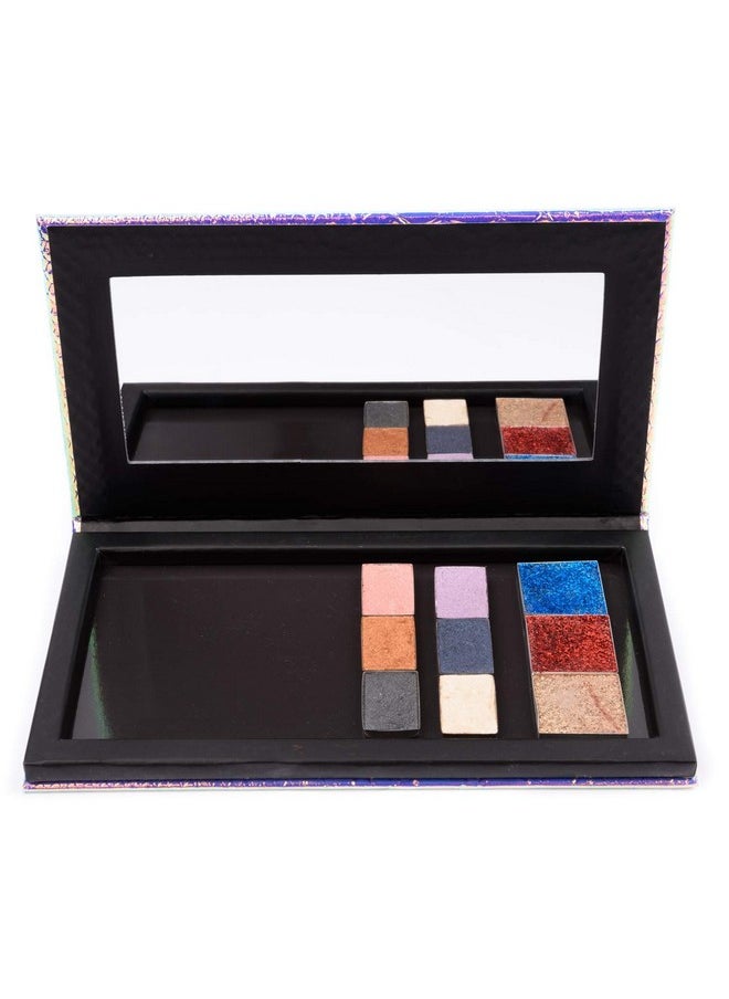 Allwon Magnetic Palette Mermaid Empty Makeup Palette with Mirror and 20Pcs Adhesive Empty Palette Metal Stickers for Eyeshadow Lipstick Blush Powder