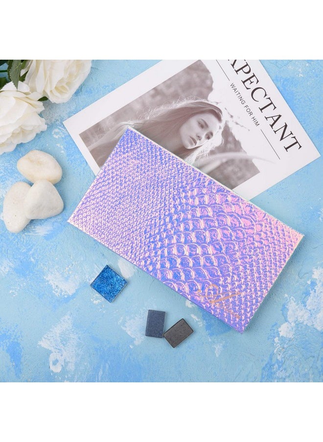 Allwon Magnetic Palette Mermaid Empty Makeup Palette with Mirror and 20Pcs Adhesive Empty Palette Metal Stickers for Eyeshadow Lipstick Blush Powder