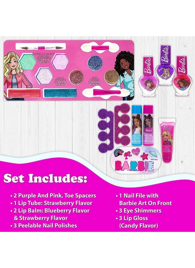 Barbie Movie Kids Makeup Kit for Girls, Real Washable Toy Makeup Set, Barbie Gift, Play Makeup and Pretend Play Toys Ages 3 4 5 6 7 8 9 10 11 12