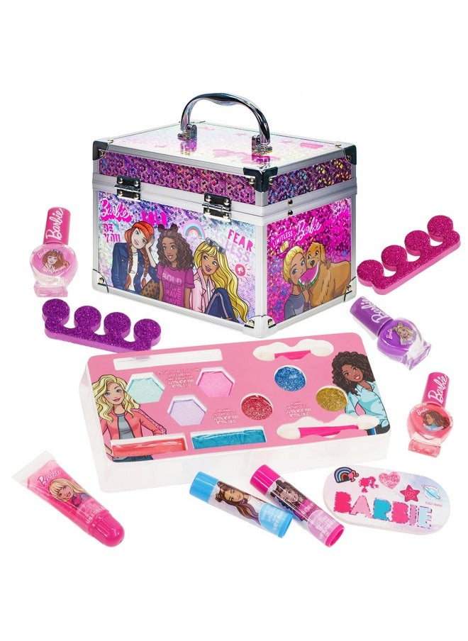 Barbie Movie Kids Makeup Kit for Girls, Real Washable Toy Makeup Set, Barbie Gift, Play Makeup and Pretend Play Toys Ages 3 4 5 6 7 8 9 10 11 12
