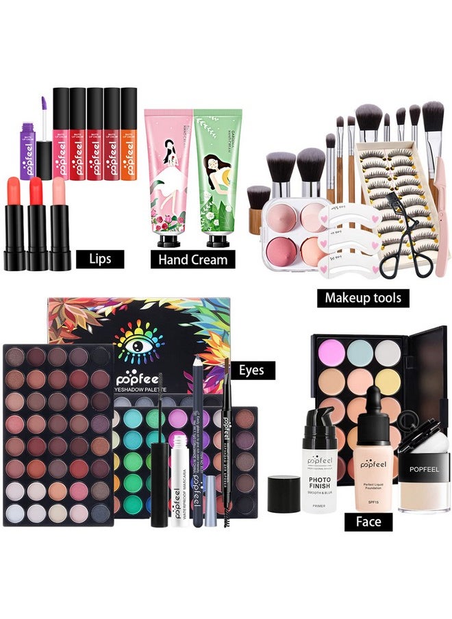 FantasyDay All-in-one Holiday Makeup Gift Set | Full Makeup Kit for Women Essential Starter Bundle Include Eyeshadow Palette Lipstick Blush Cream Concealer Face Powder Eyeliner Mascara Lipgloss Brush