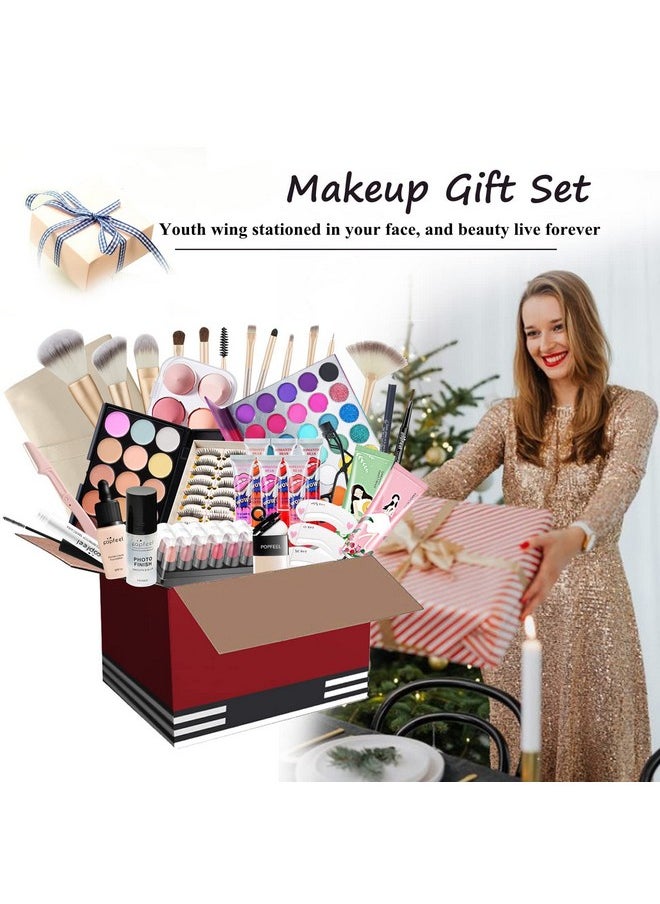 FantasyDay All-in-one Holiday Makeup Gift Set | Full Makeup Kit for Women Essential Starter Bundle Include Eyeshadow Palette Lipstick Blush Cream Concealer Face Powder Eyeliner Mascara Lipgloss Brush