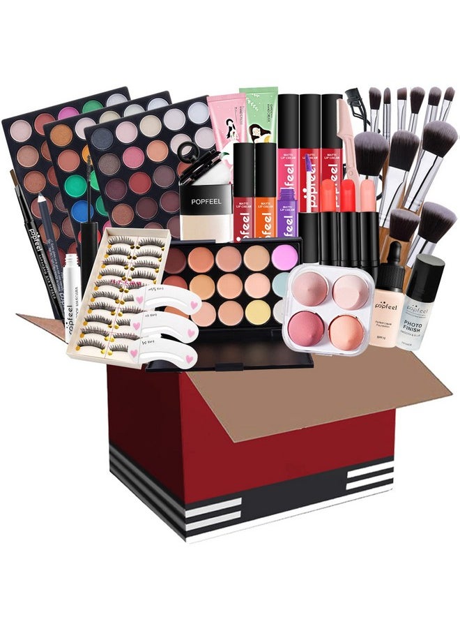 FantasyDay All-in-one Holiday Makeup Gift Set | Full Makeup Kit for Women Essential Starter Bundle Include Eyeshadow Palette Lipstick Blush Cream Concealer Face Powder Eyeliner Mascara Lipgloss Brush