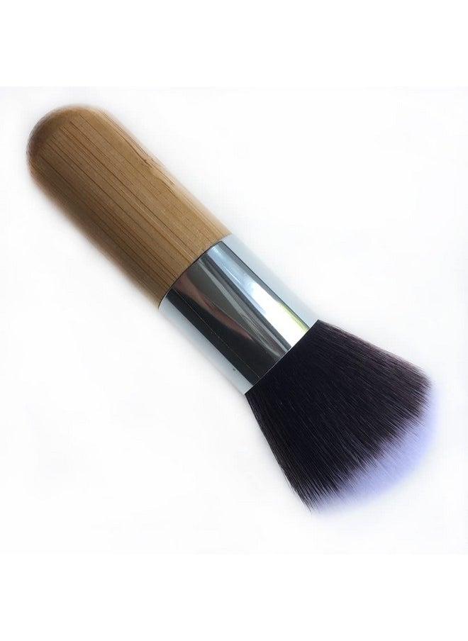 RN BEAUTY 2 Pieces Makeup Brushes Blush Brush Foundation Brush With Bamboo Handle Contour Bronzer Face Blender Brush for Liquid Cream Powder Mineral Buffing Blending Kabuki Brush Soft Synthetic Fibers Bristles (Flat & Round Top)