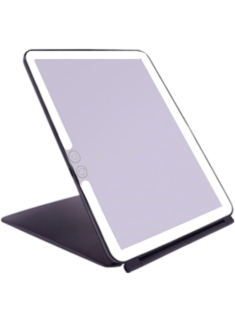 deweisn Folding Lighted Makeup Mirror with 72 LEDs 3 Colors Light Modes USB Rechargable 1800mA Batteries Portable Ultra Thin Compact Vanity Mirror Dimmable Travel Mirror