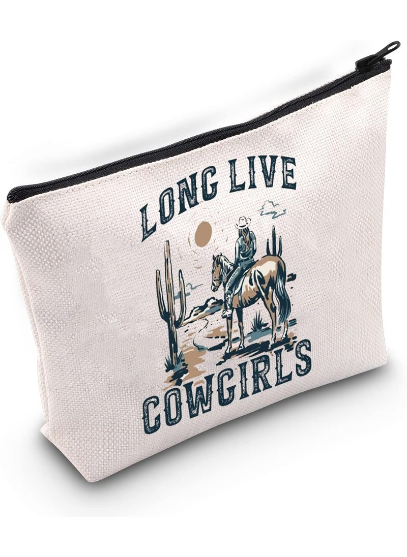 BLUPARK Western Country Southern Cowgirls Gift Women Long Live Cowgirls Cosmetic Bag Rodeo