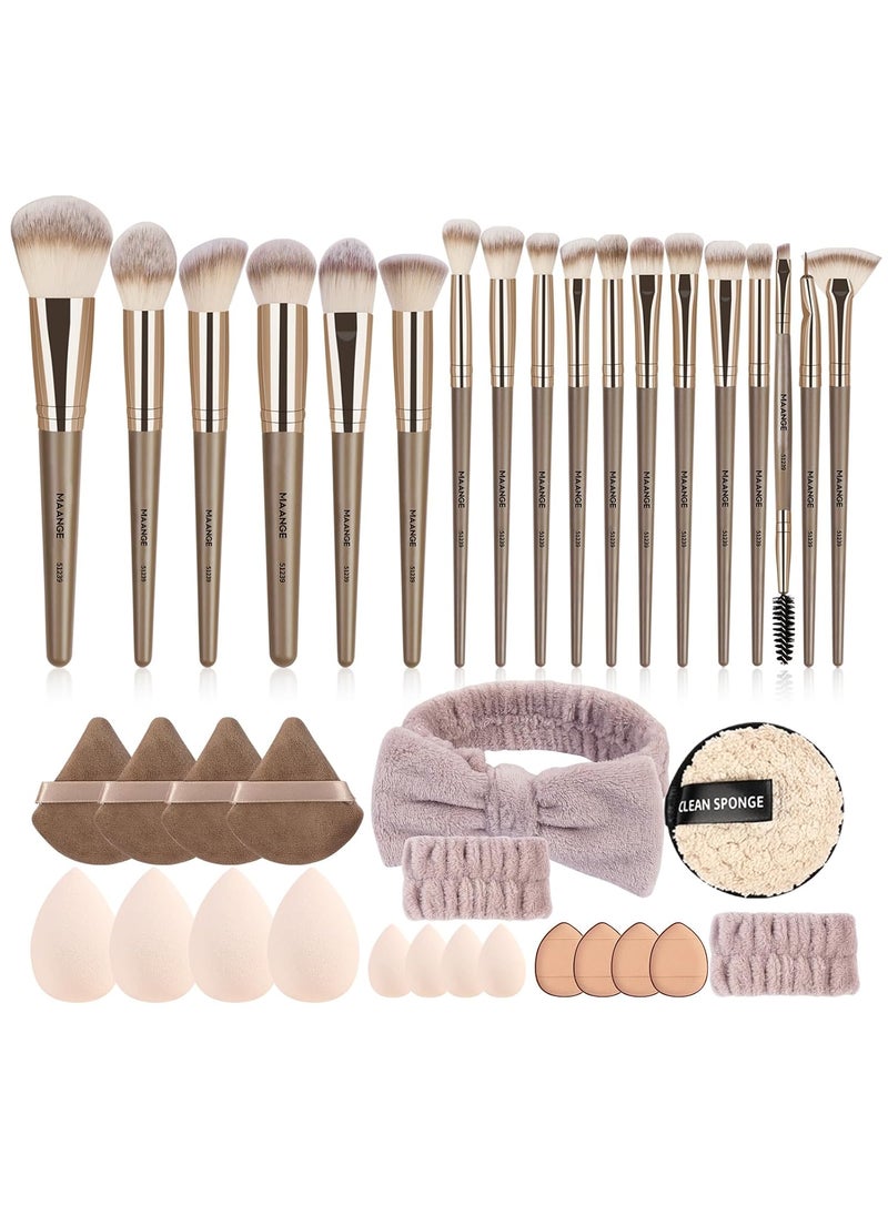 MAANGE 38 Pcs Makeup Brush Set Premium Synthetic Make Up Brushes Soft Foundation Powder Eyeliner Eye Shadow Makeup Brushes Professional Makeup Tool Set (Champagne)