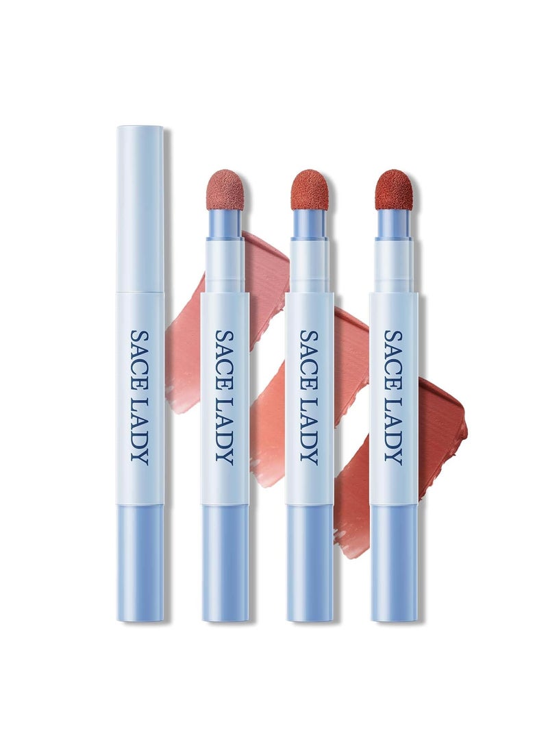 SACE LADY Matte Lipstick Set, Long Lasting Air Cushion Lip & Cheek Cream Non-Stick Cup, Ultra-Smooth Pigmented Non-drying Lip Color for Face Makeup Kit 3Pcs (V01+V02+V06, 3pcs)