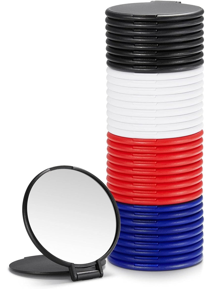 Compact Tabletop Mount Mirror Bulk, Round Makeup Mirror for Purse, Set of 36 (4-Color), Black,blue,white, Red