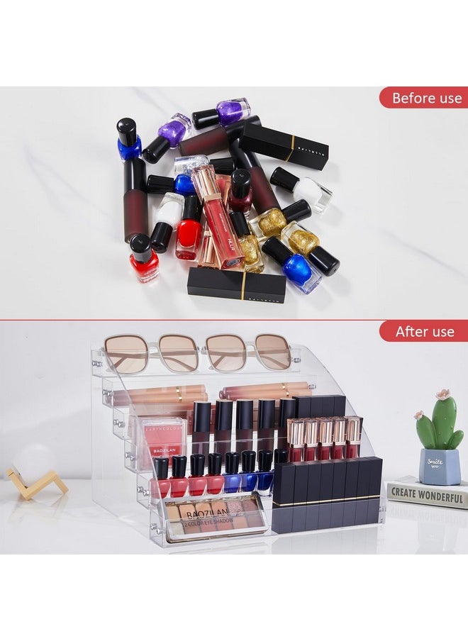 KINGROW Nail Polish Organizer 72 Bottles of 6 Layers Acrylic Display Rack Eyeglasses Storage Essential Oils Holder Makeup Organizer