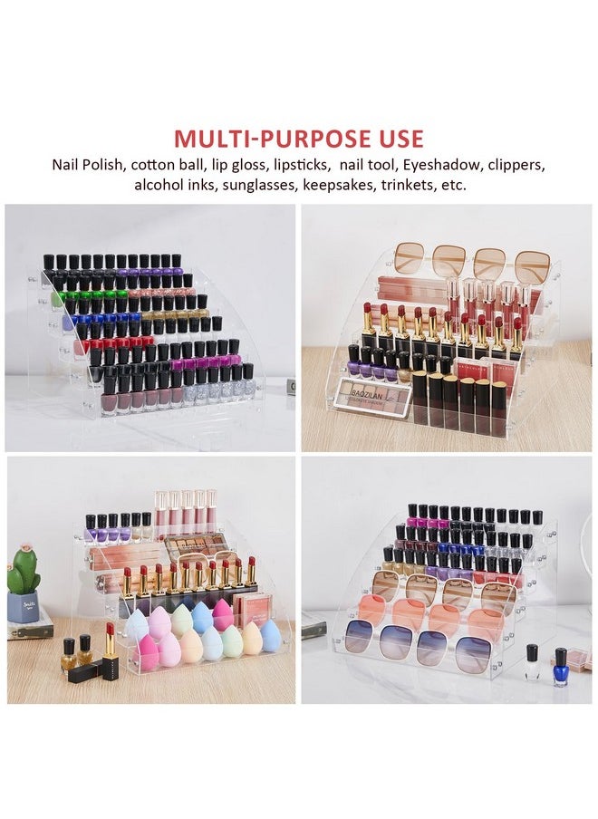 KINGROW Nail Polish Organizer 72 Bottles of 6 Layers Acrylic Display Rack Eyeglasses Storage Essential Oils Holder Makeup Organizer