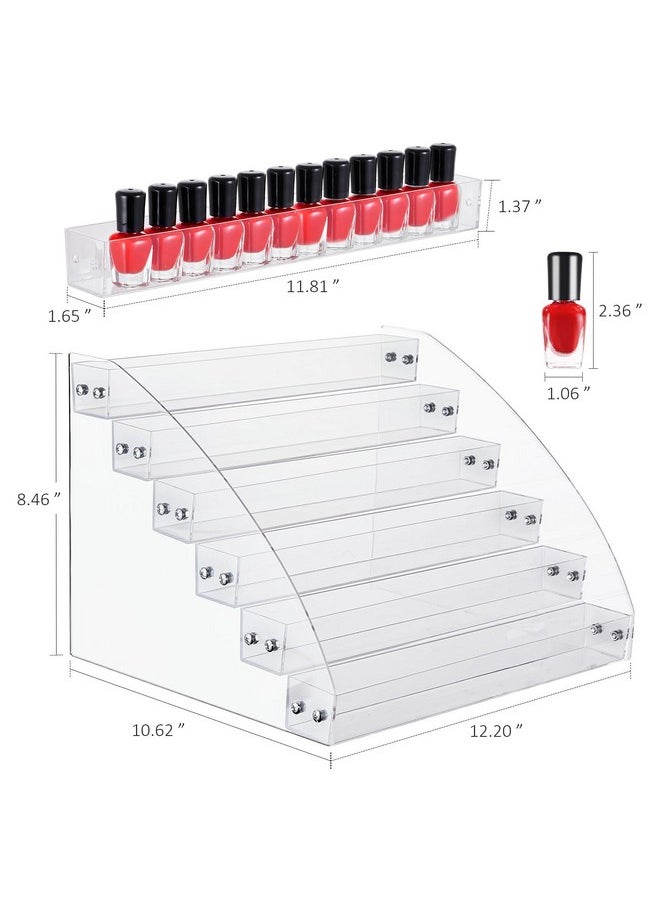 KINGROW Nail Polish Organizer 72 Bottles of 6 Layers Acrylic Display Rack Eyeglasses Storage Essential Oils Holder Makeup Organizer