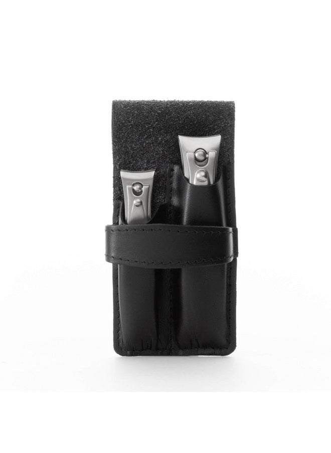GERMANIKURE Nail Clippers Set in Black Leather Case - Ethically Made in Solingen Germany, FINOX Stainless Steel Tools - Professional Quality Manicure & Pedicure Kit