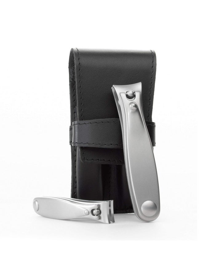 GERMANIKURE Nail Clippers Set in Black Leather Case - Ethically Made in Solingen Germany, FINOX Stainless Steel Tools - Professional Quality Manicure & Pedicure Kit