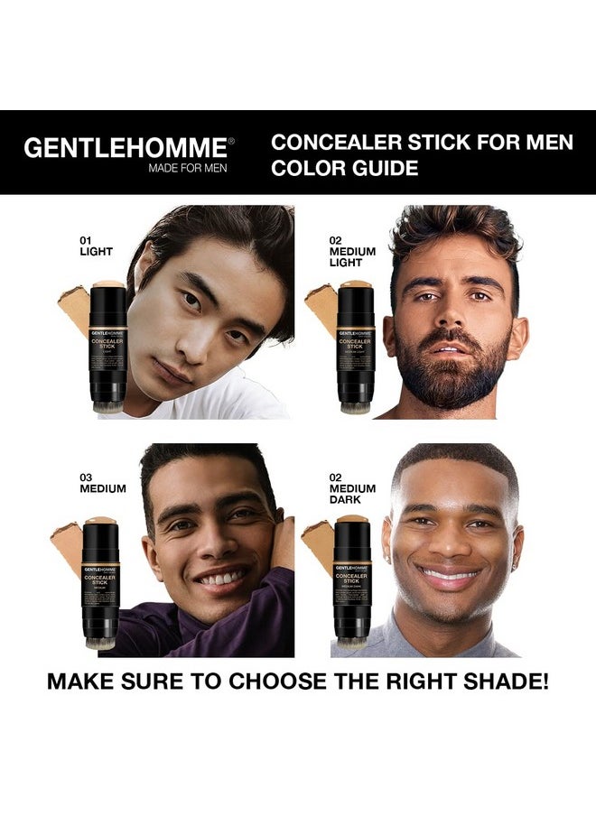 Gentlehomme Men's Concealer Stick with Brush for Dark Circles Eraser, Medium Light