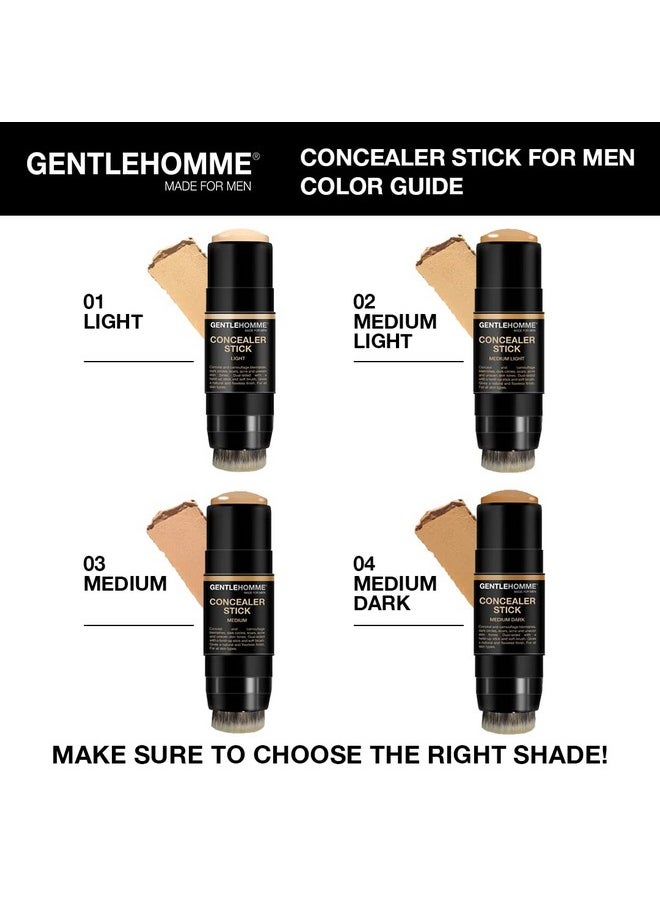 Gentlehomme Men's Concealer Stick with Brush for Dark Circles Eraser, Medium Light