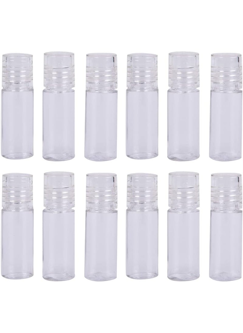 12Pcs Mini Clear 3ml Loose Powder Container Plastic Empty Loose Powder Bottle with Sifter Refillable Loose Powder Jars with Lids Sifter Eye Shadow Powder Bottle Cosmetic Sample Bottle, Clear
