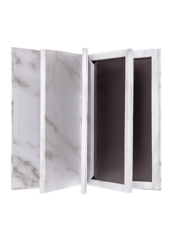 Allwon 4-Layer Book Shaped Marble Magnetic Palette Large Empty Makeup Palette Storage Box for Eyeshadow Lipstick Blush Powder (White)