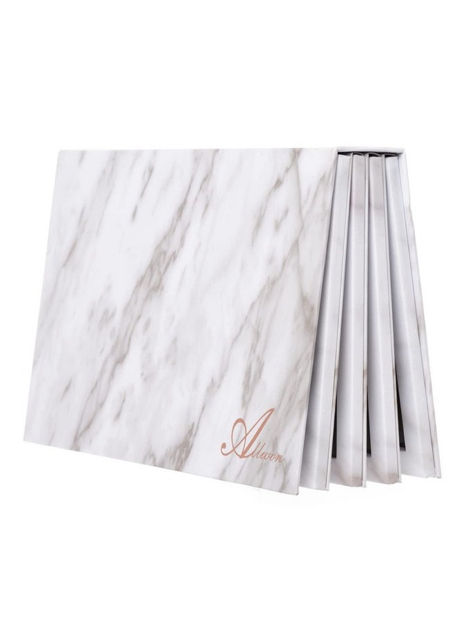 Allwon 4-Layer Book Shaped Marble Magnetic Palette Large Empty Makeup Palette Storage Box for Eyeshadow Lipstick Blush Powder (White)