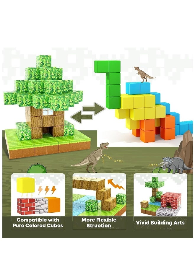 100PCS Magnetic Blocks-Build Mine Magnet World Set, Magnetic Blocks Building Toys, Magnetic Tiles Building Blocks Toddler Toys, STEM Sensory Outdoor Toys, Magnet Toys for BoysGirls Ages 5-7