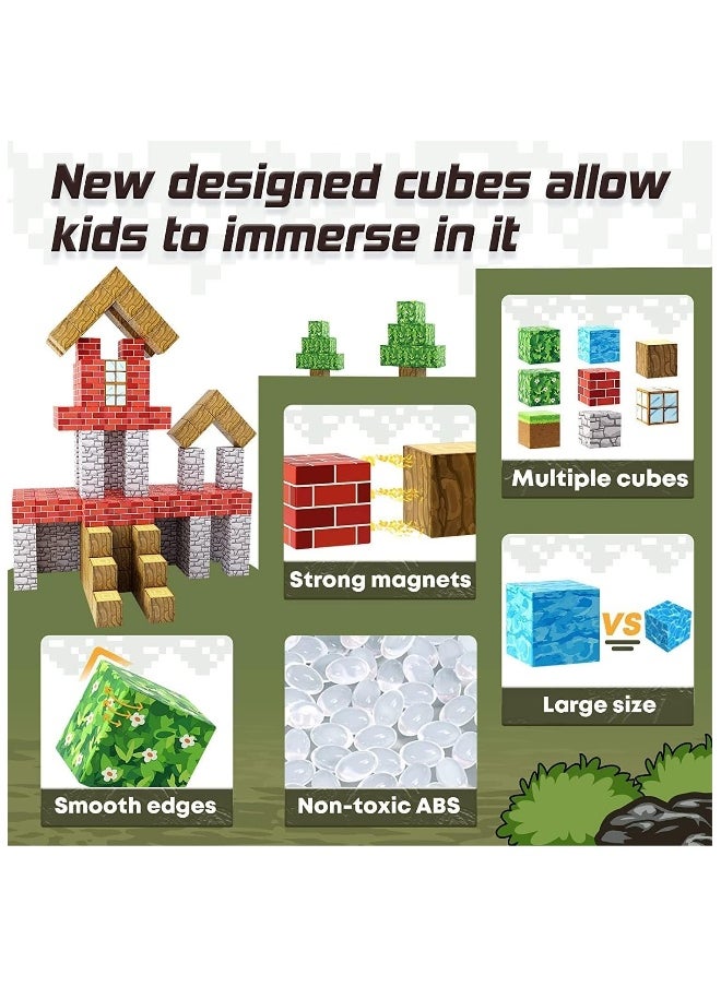 100PCS Magnetic Blocks-Build Mine Magnet World Set, Magnetic Blocks Building Toys, Magnetic Tiles Building Blocks Toddler Toys, STEM Sensory Outdoor Toys, Magnet Toys for BoysGirls Ages 5-7