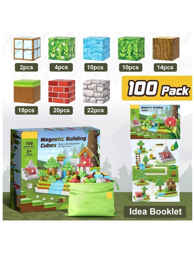 100PCS Magnetic Blocks-Build Mine Magnet World Set, Magnetic Blocks Building Toys, Magnetic Tiles Building Blocks Toddler Toys, STEM Sensory Outdoor Toys, Magnet Toys for BoysGirls Ages 5-7