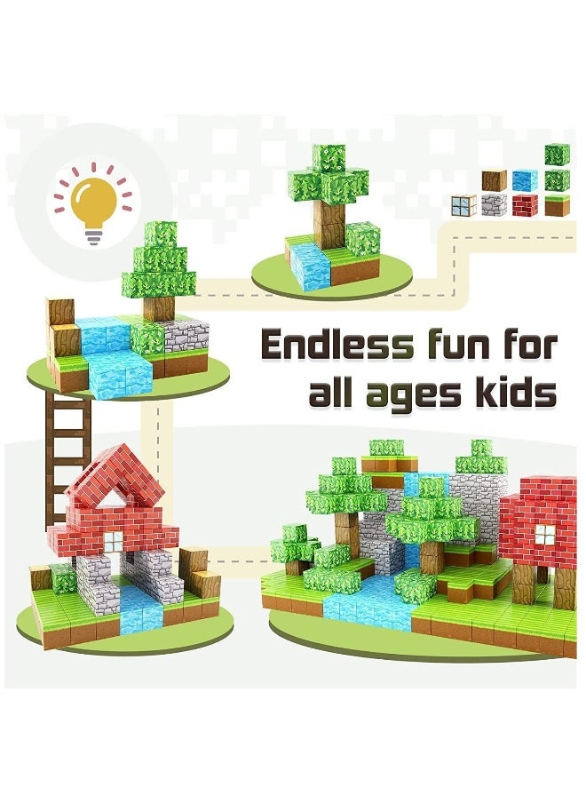 100PCS Magnetic Blocks-Build Mine Magnet World Set, Magnetic Blocks Building Toys, Magnetic Tiles Building Blocks Toddler Toys, STEM Sensory Outdoor Toys, Magnet Toys for BoysGirls Ages 5-7