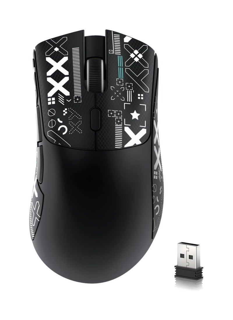 ATTACK SHARK R1 Wireless Gaming Mouse – Tri-Mode (2.4G/BT5.2/Wired), 55g Ultra-Light – 18K DPI PAW3311 Sensor – HUYU 20M Clicks – Ergonomic – Black + Grip Tape